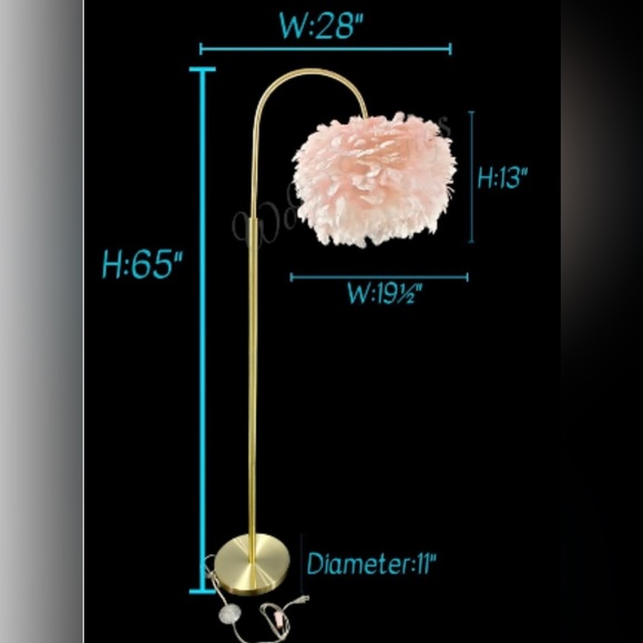 Rachel Zoe Accents Rachel Zoe Blush Pink Feather Arched Floor Lamp